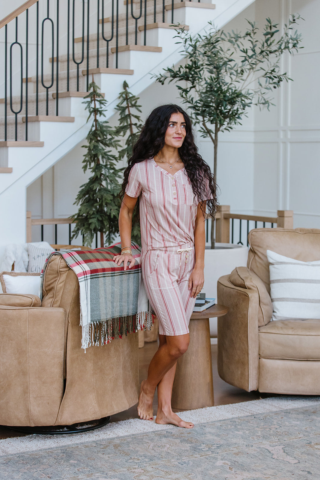 JAM SHORTS HENLEY SET | Vintage Variegated Red Stripe