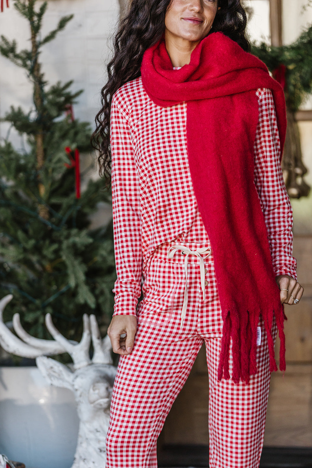 Jam PANTS SET LONG SLEEVE | Red Tiny Gingham