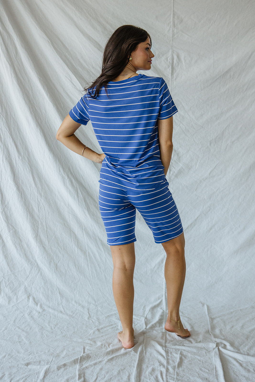 JAM SHORTS HENLEY SET | Cobalt Blue Stripe