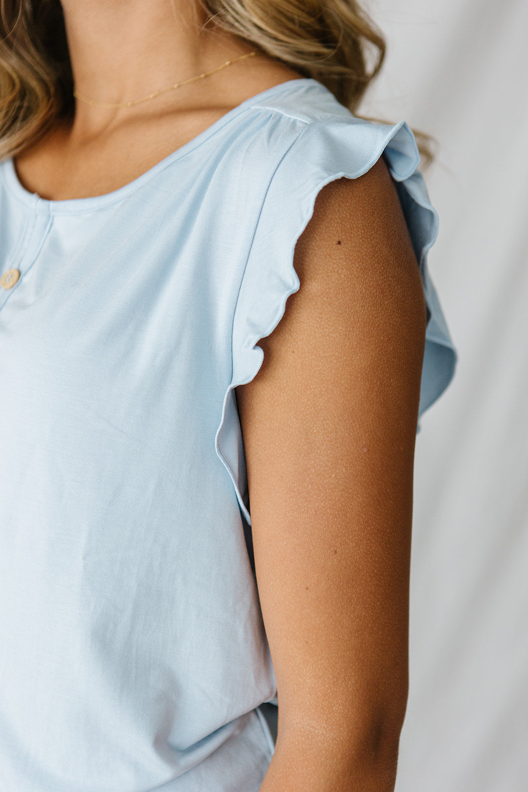 RUFFLE TANK SHORTS SET MODAL| Ice Blue