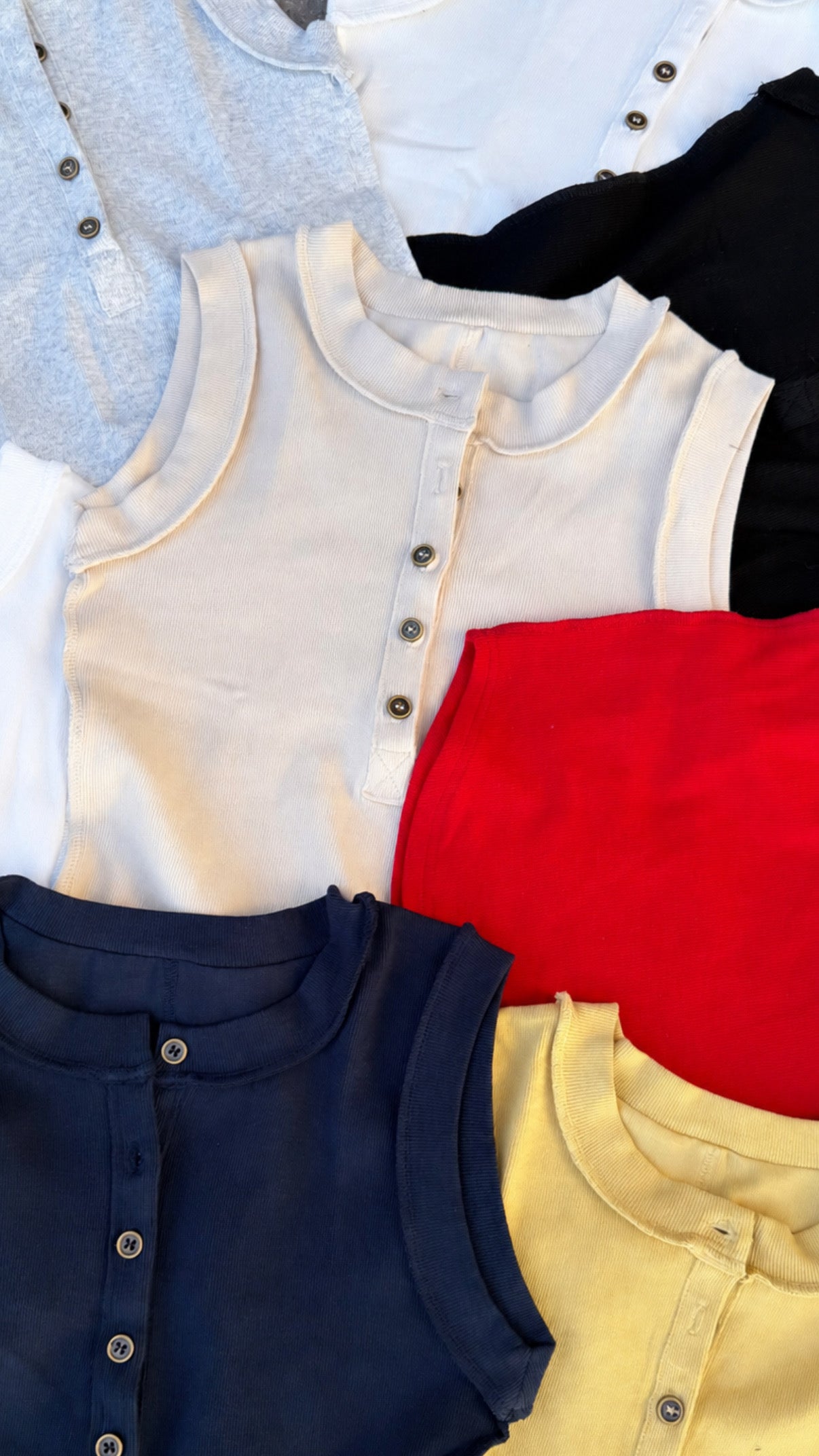 Ribbed Button Tank