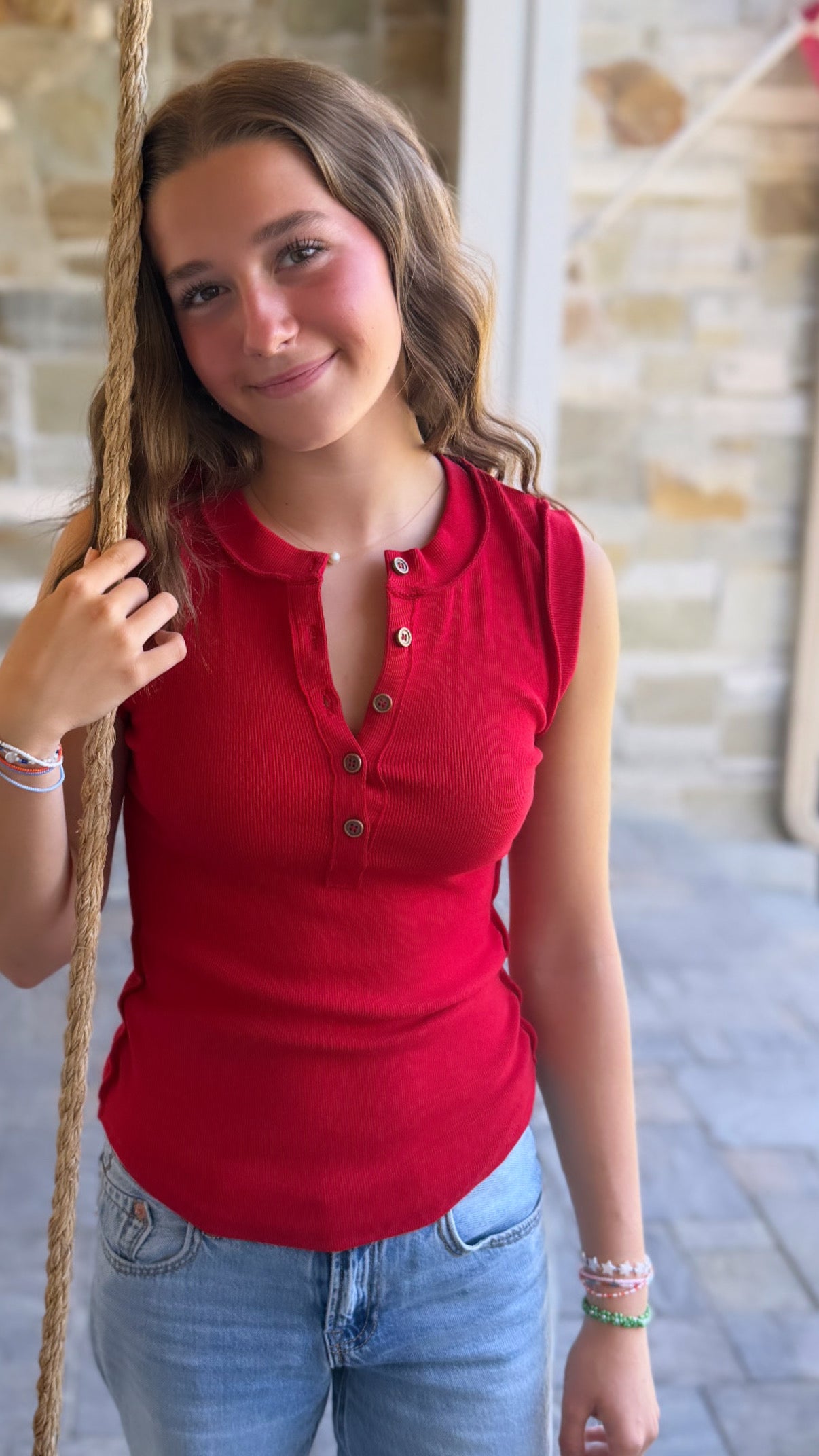 Ribbed Button Tank