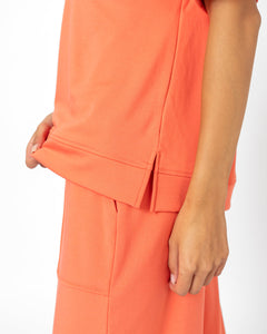 PRIME LOUNGE SET | Hot Coral Short Sleeve   FINAL SALE