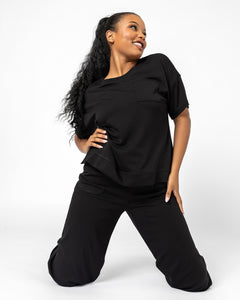 PRIME LOUNGE SET | Black Short Sleeve
