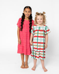 LITTLE LATES DRESS | Red Plaid