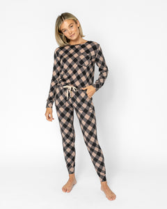 JAM PANTS SET | Black and Stucco Checkered Long Sleeve