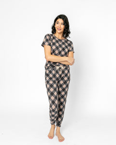 JAM PANTS SET | Black and Stucco Checkered Short Sleeve