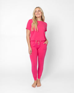 JAM PANTS SET | Raspberry Short Sleeve Final Sale