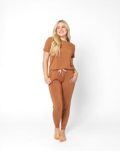 JAM PANTS SET | Mocha Bisque Short Sleeve