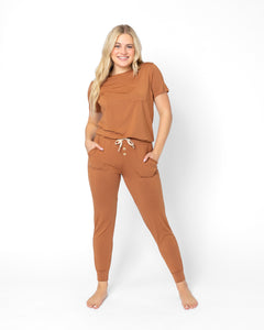 JAM PANTS SET | Mocha Bisque Short Sleeve
