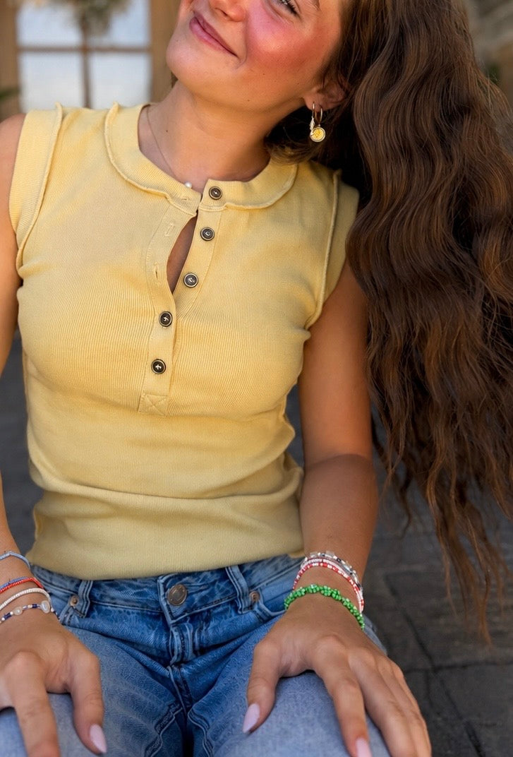 Ribbed Button Tank