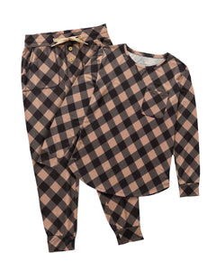 JAM PANTS SET | Black and Stucco Checkered Long Sleeve