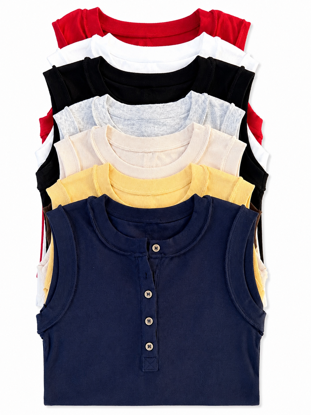 Ribbed Button Tank