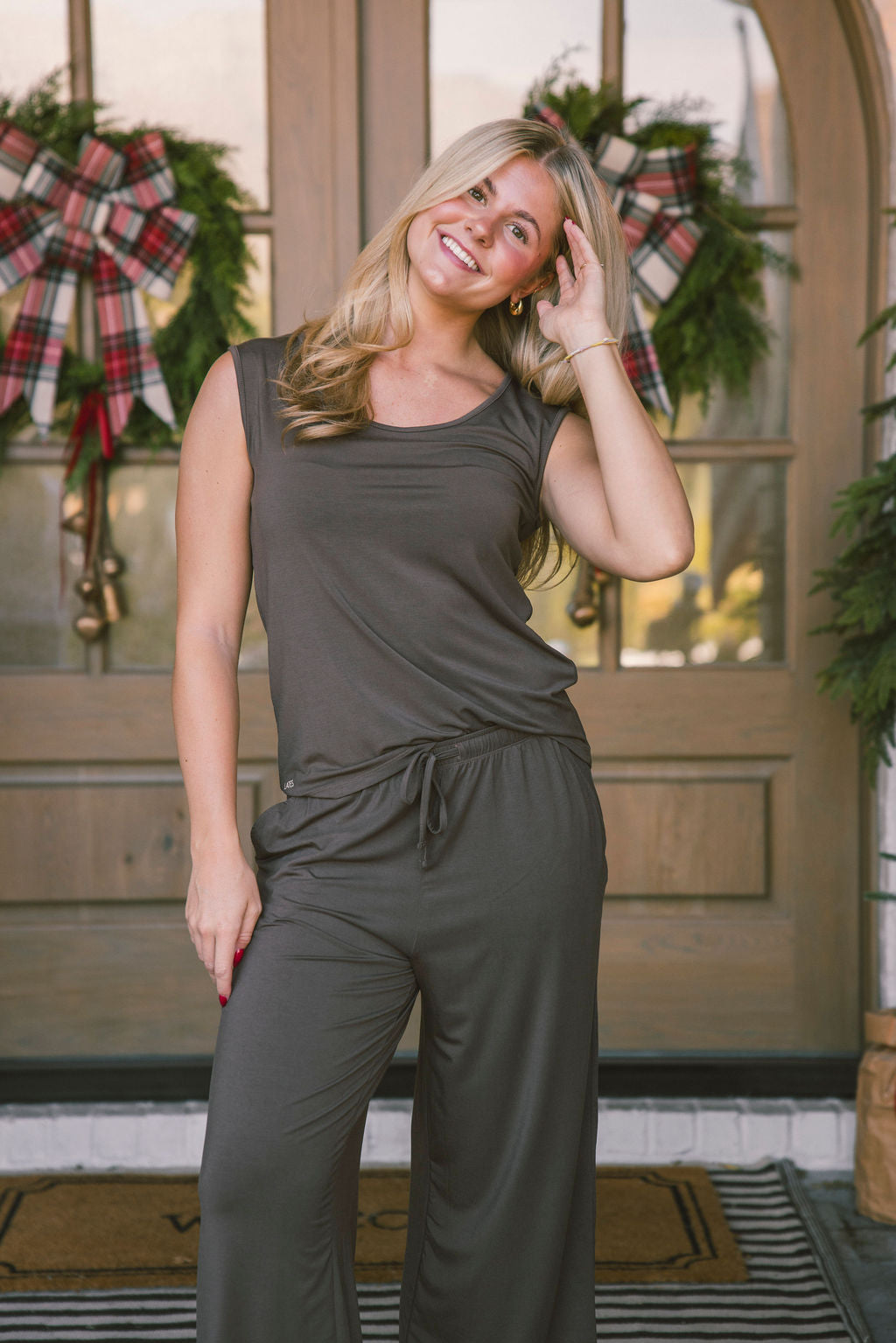 SCOOP NECK TANK PANT SET MODAL- Chocolate Brown