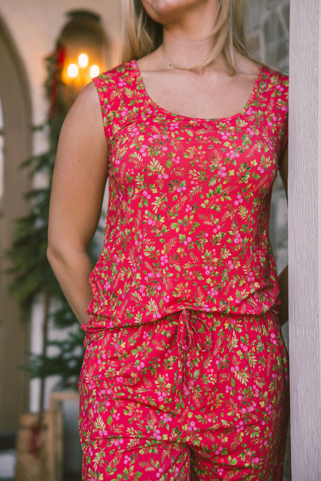 SCOOP NECK TANK PANT SET MODAL- Red Winterberry