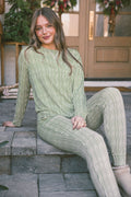 Jam PANTS SET LONG SLEEVE - Green & Cream Vertical Stripe
