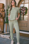 JAM PANTS SET  - Green & Cream Vertical Stripe