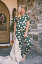 Classic Jogger Pajama Set | Green and Cream Large Dot