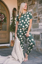 Classic Jogger Pajama Set | Green and Cream Large Dot