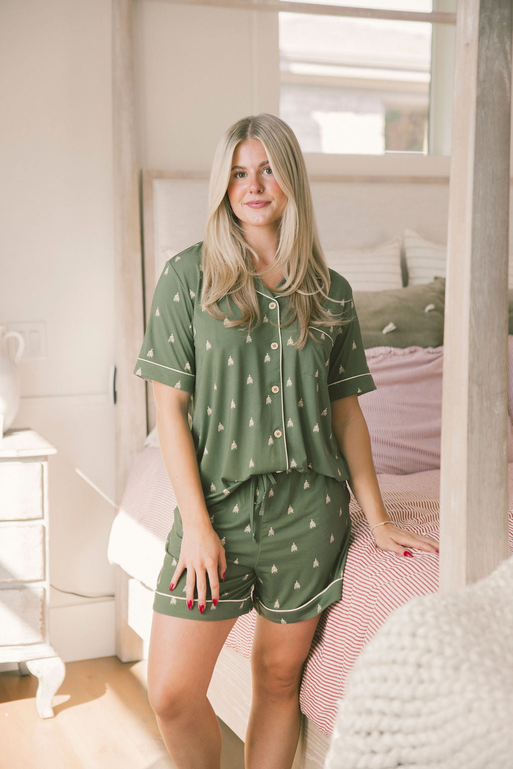 Button-Up Shorts Set - Winter Pines