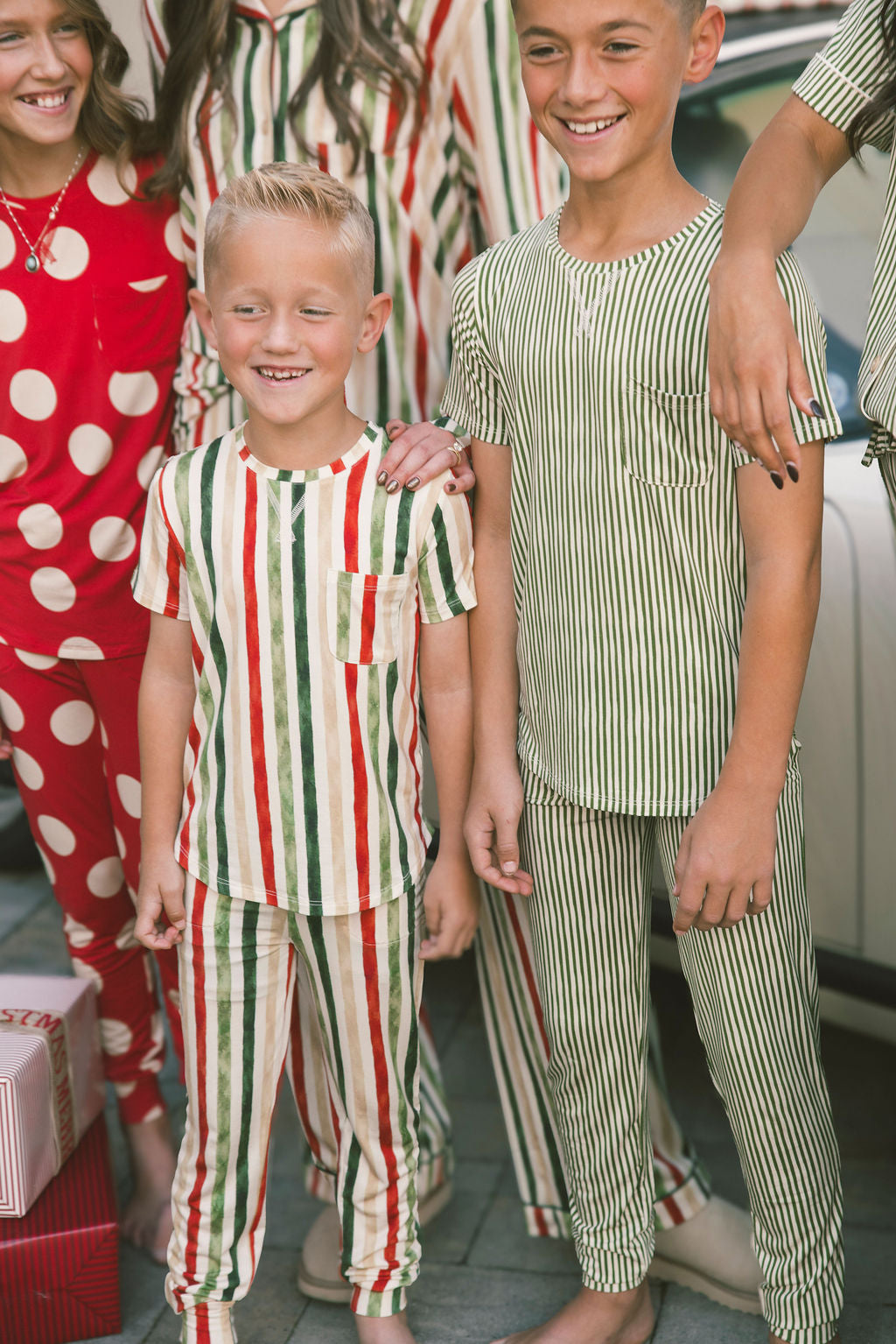 LITTLE LATES MODAL LOUNGE SET- Holiday Classic Vertical Stripe