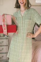 Dream Dress | Green & Cream Vertical Stripe