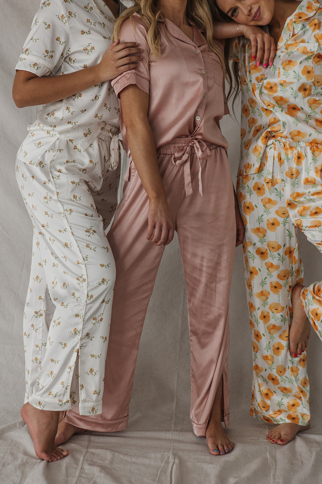 Satin Pajama Set | Misty Rose Short Sleeve