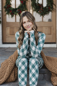 JAM PANTS SET | Bistro Green Checkered Long Sleeve
