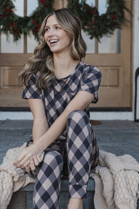 JAM PANTS SET | Black and Stucco Checkered Short Sleeve