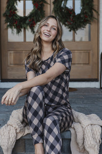 JAM PANTS SET | Black and Stucco Checkered Short Sleeve