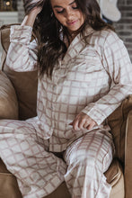 Satin Pajama Set | Taupe Window Pane Long Sleeve