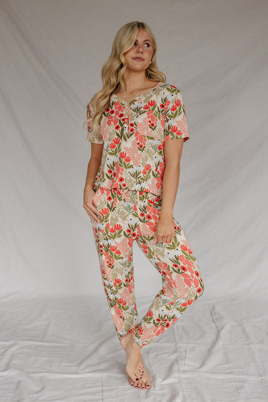 HENLEY PANTS SET SHORT SLEEVE | Christmas Floral