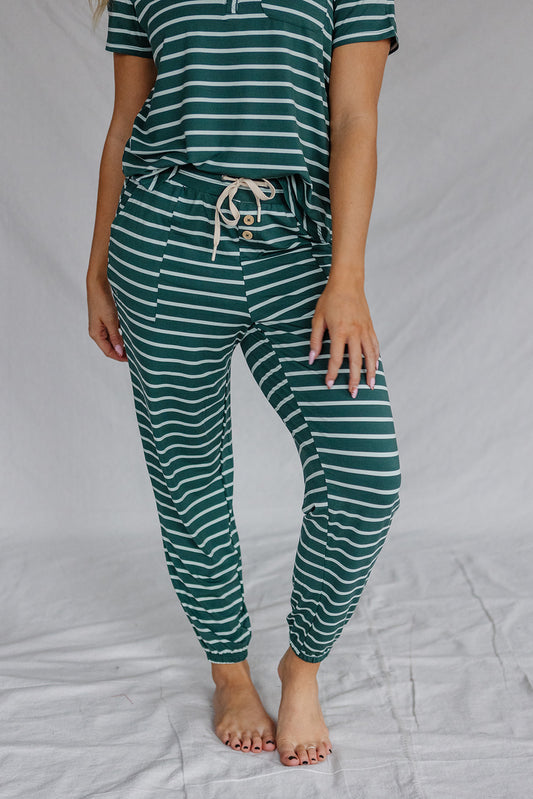 HENLEY PANTS SET SHORT SLEEVE | Bistro/Oasis Pencil Stripe