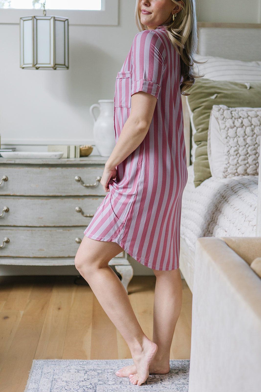 DREAM DRESS | Plum and Petal Vertical Stripe