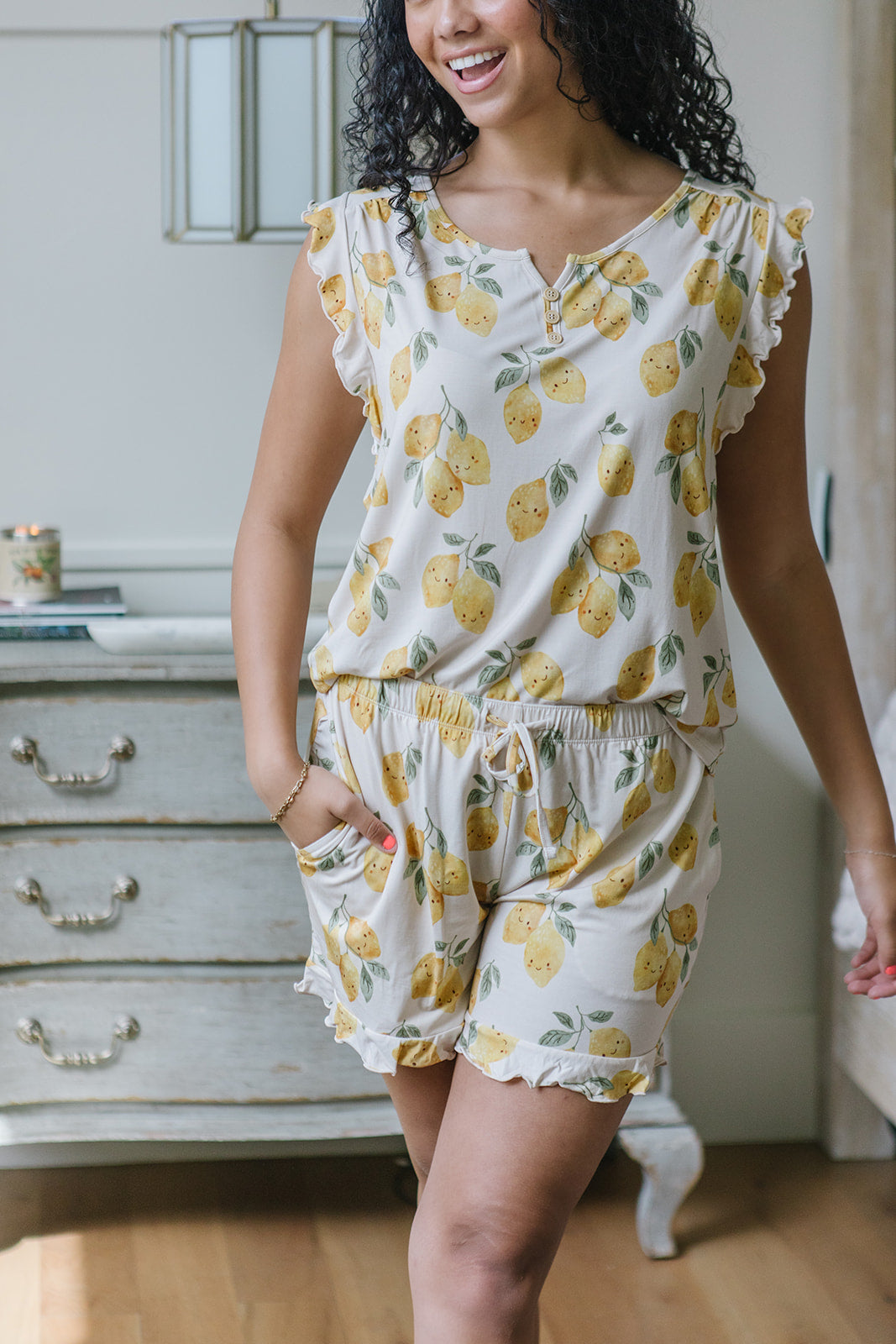 RUFFLE TANK SHORTS SET MODAL| Citrus Smiles
