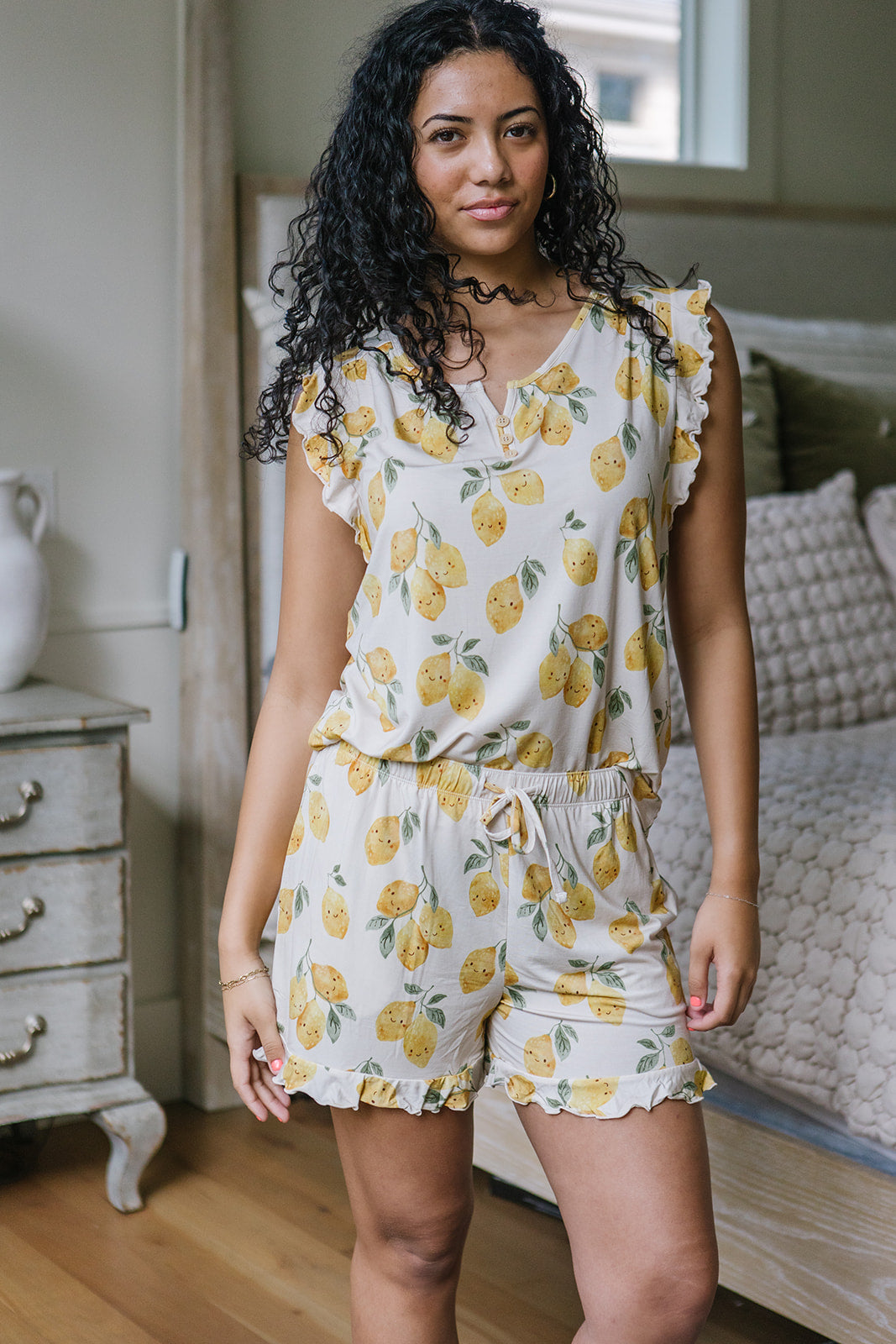 RUFFLE TANK SHORTS SET MODAL| Citrus Smiles