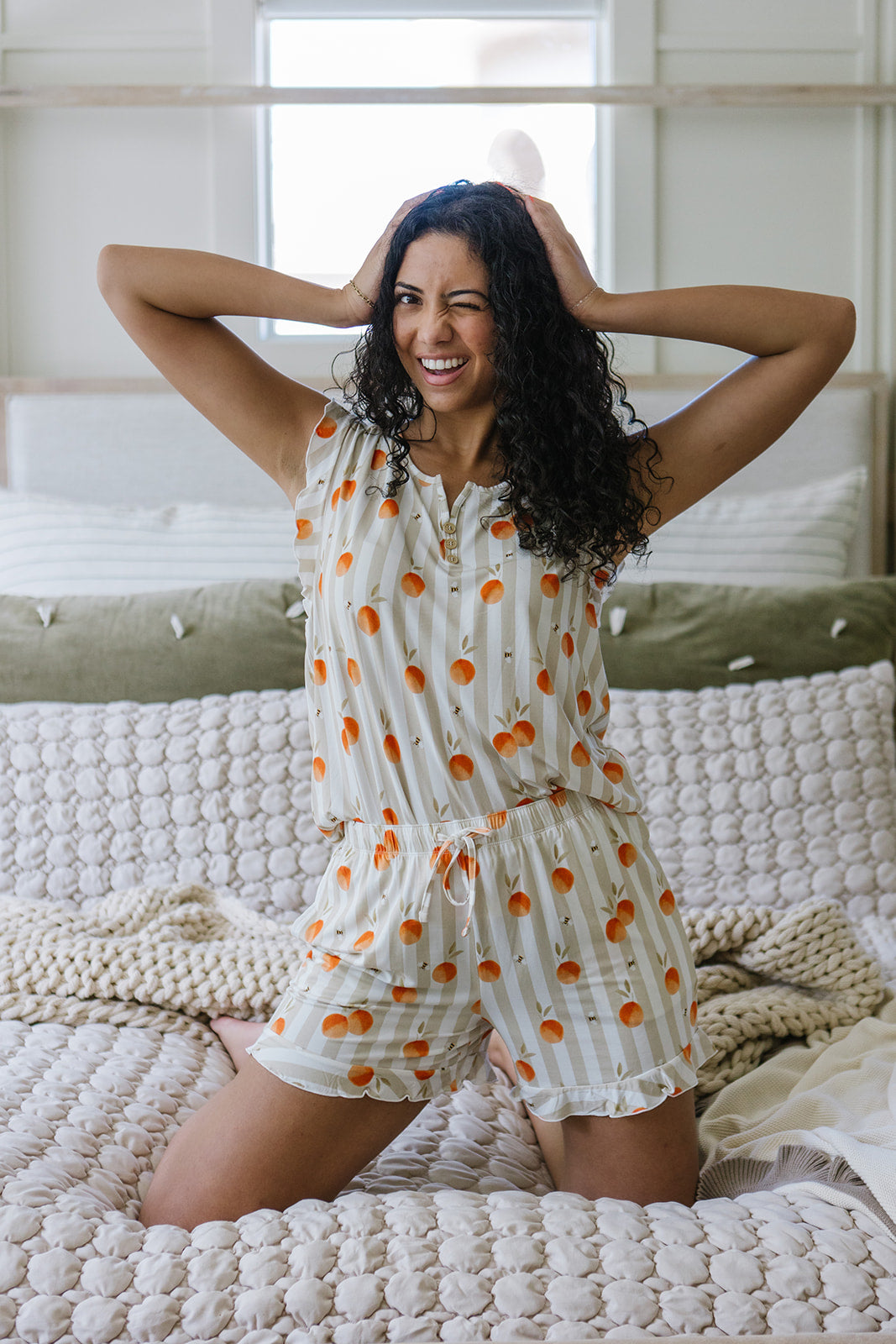 RUFFLE TANK SHORTS SET MODAL| Honey Grove Stripe