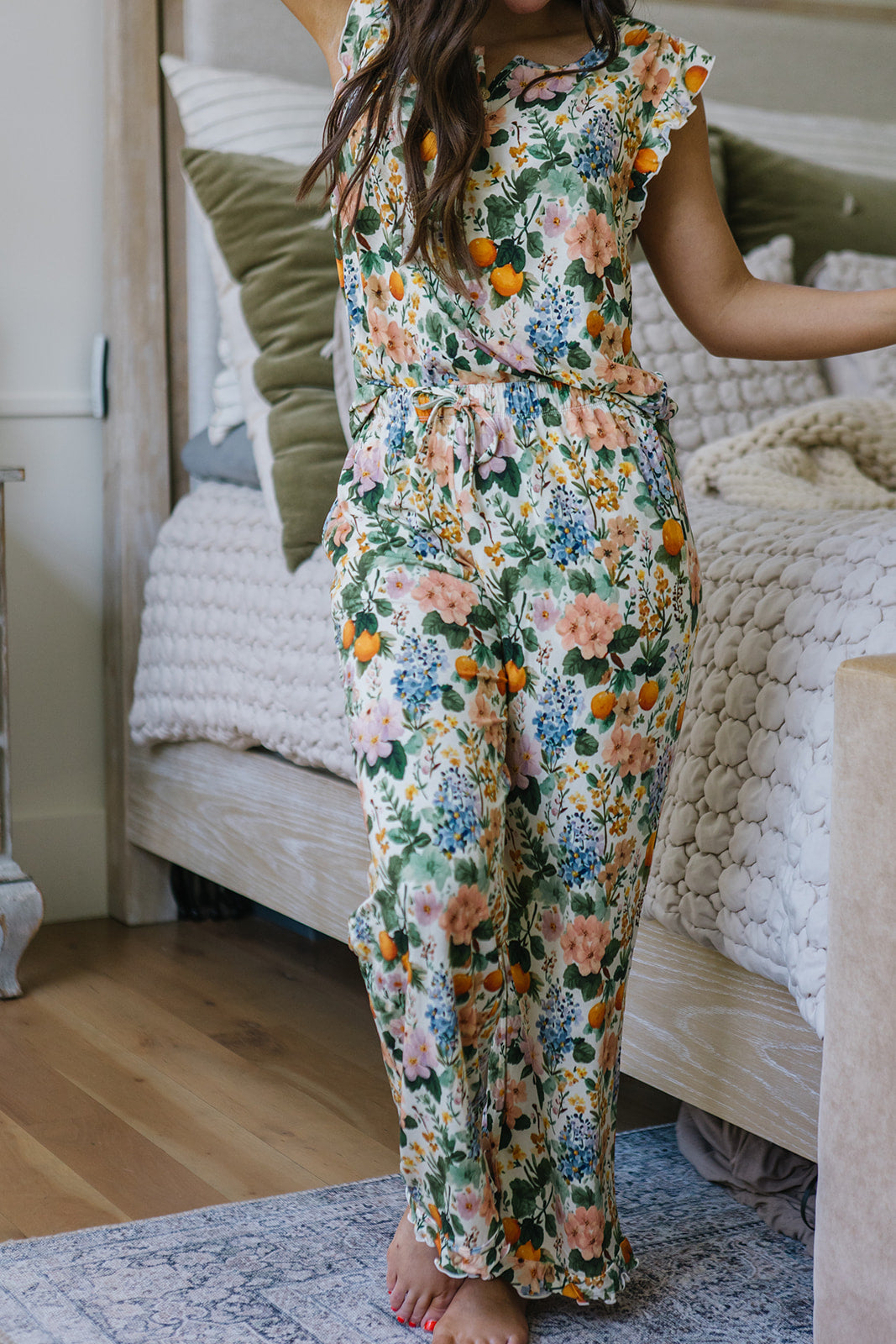 RUFFLE TANK PANT SET MODAL| Citrus Blossoms