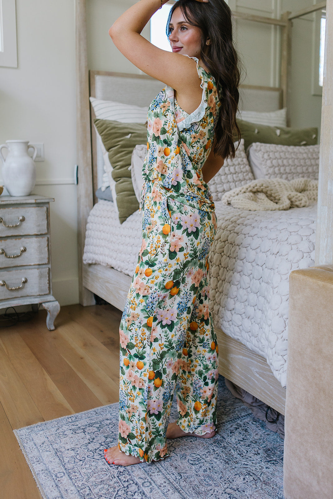 RUFFLE TANK PANT SET MODAL| Citrus Blossoms