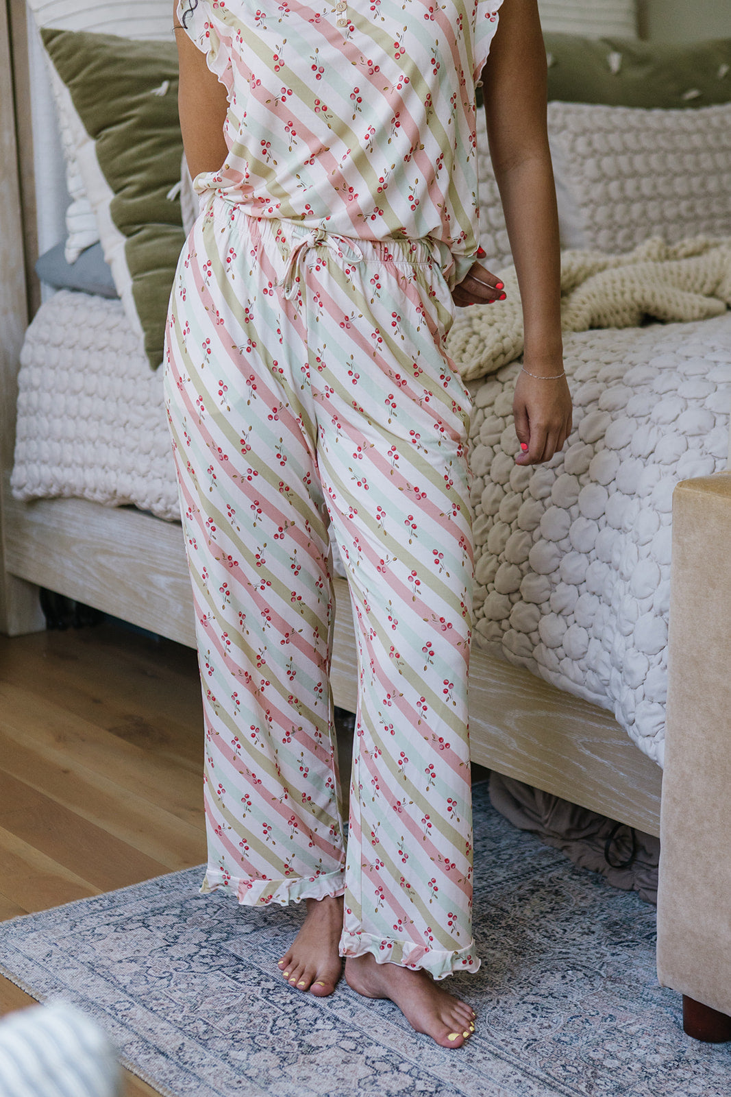 RUFFLE TANK PANT SET MODAL| Cherry Lane