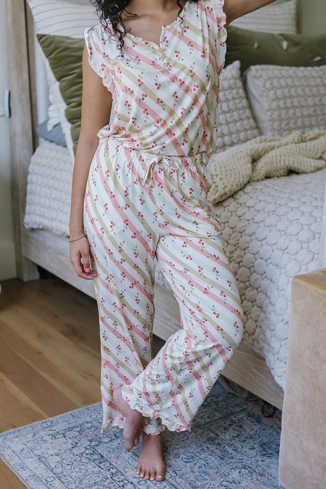 RUFFLE TANK PANT SET MODAL| Cherry Lane