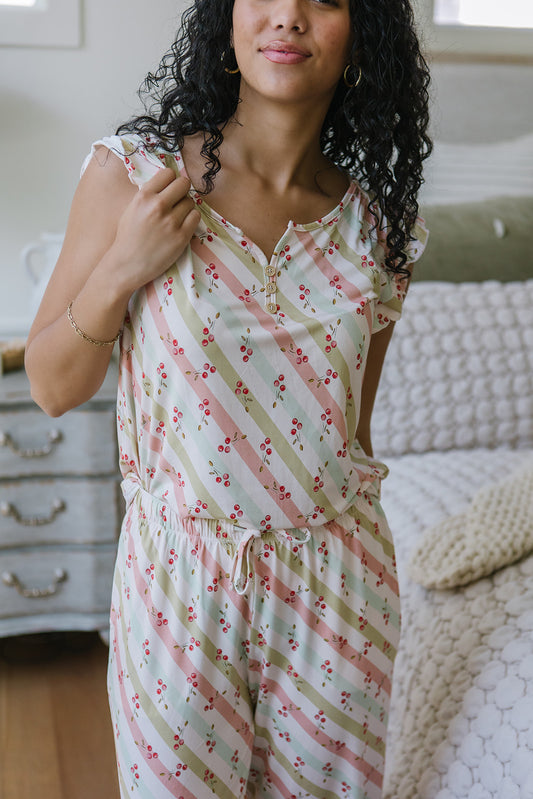 RUFFLE TANK PANT SET MODAL| Cherry Lane