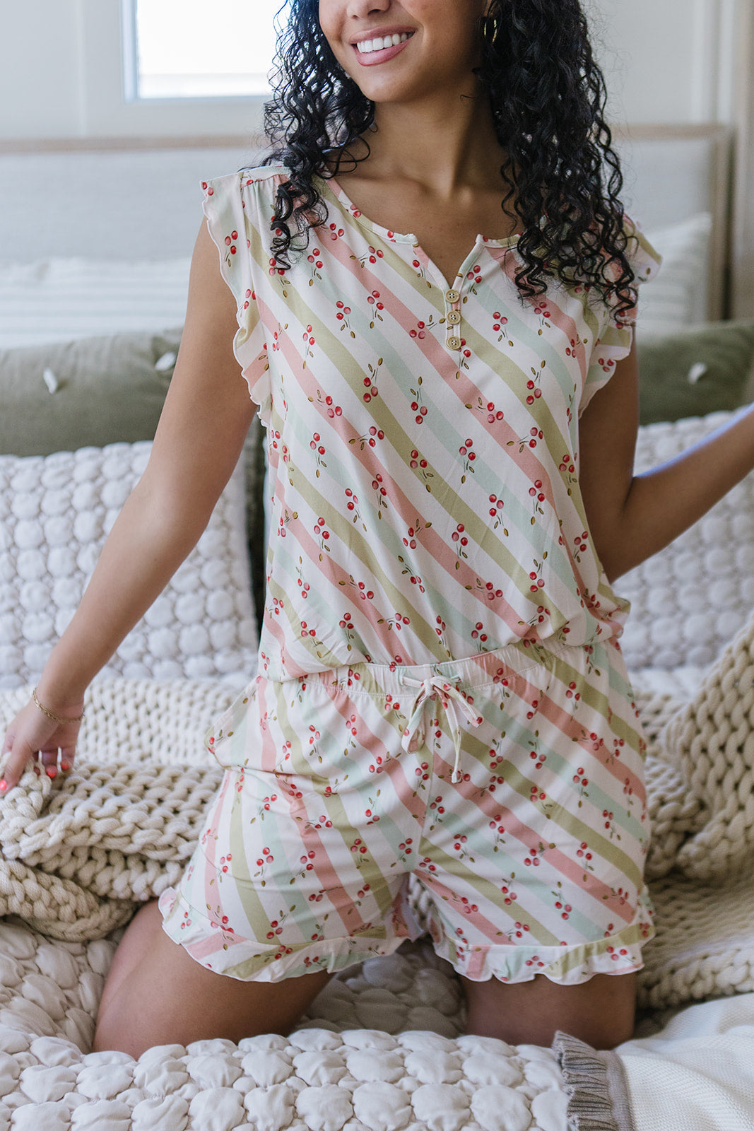 RUFFLE TANK SHORTS SET MODAL| Cherry Lane