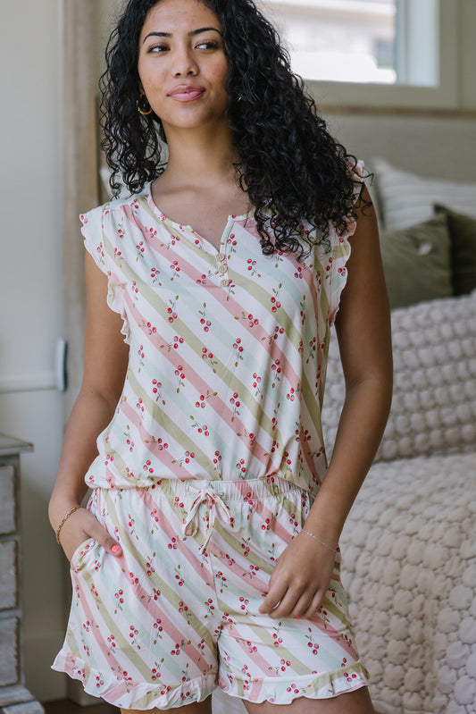 RUFFLE TANK SHORTS SET MODAL| Cherry Lane
