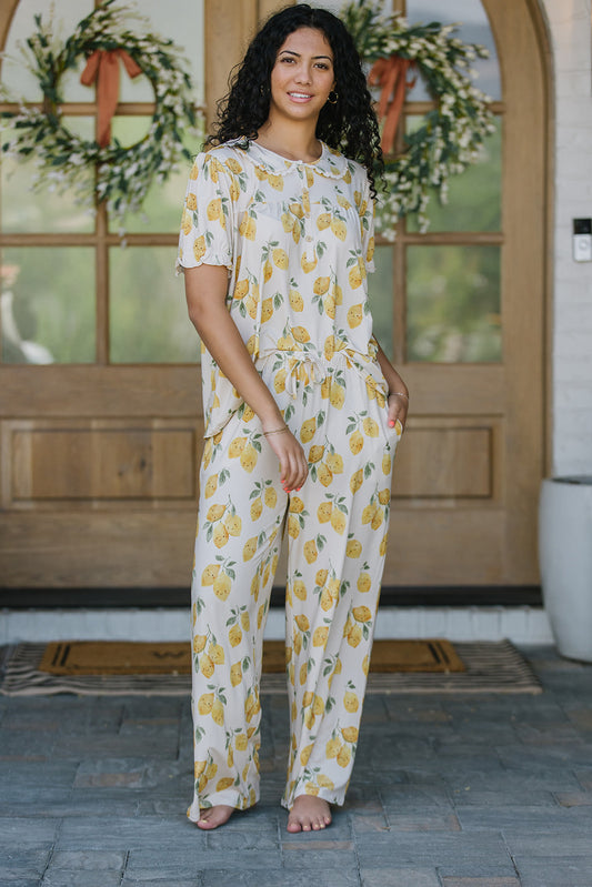 ROUNDED LACE COLLAR SET MODAL - Citrus Smiles