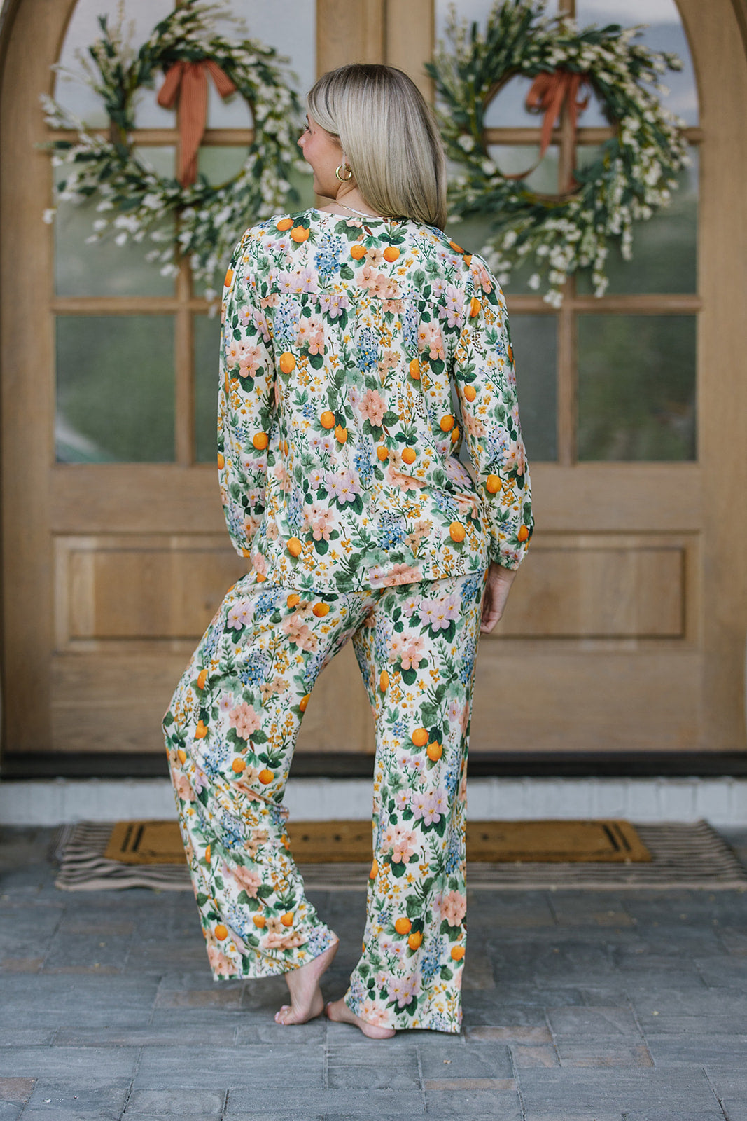 ROUNDED LACE COLLAR SET MODAL-LONG SLEEVE| Citrus Blossoms