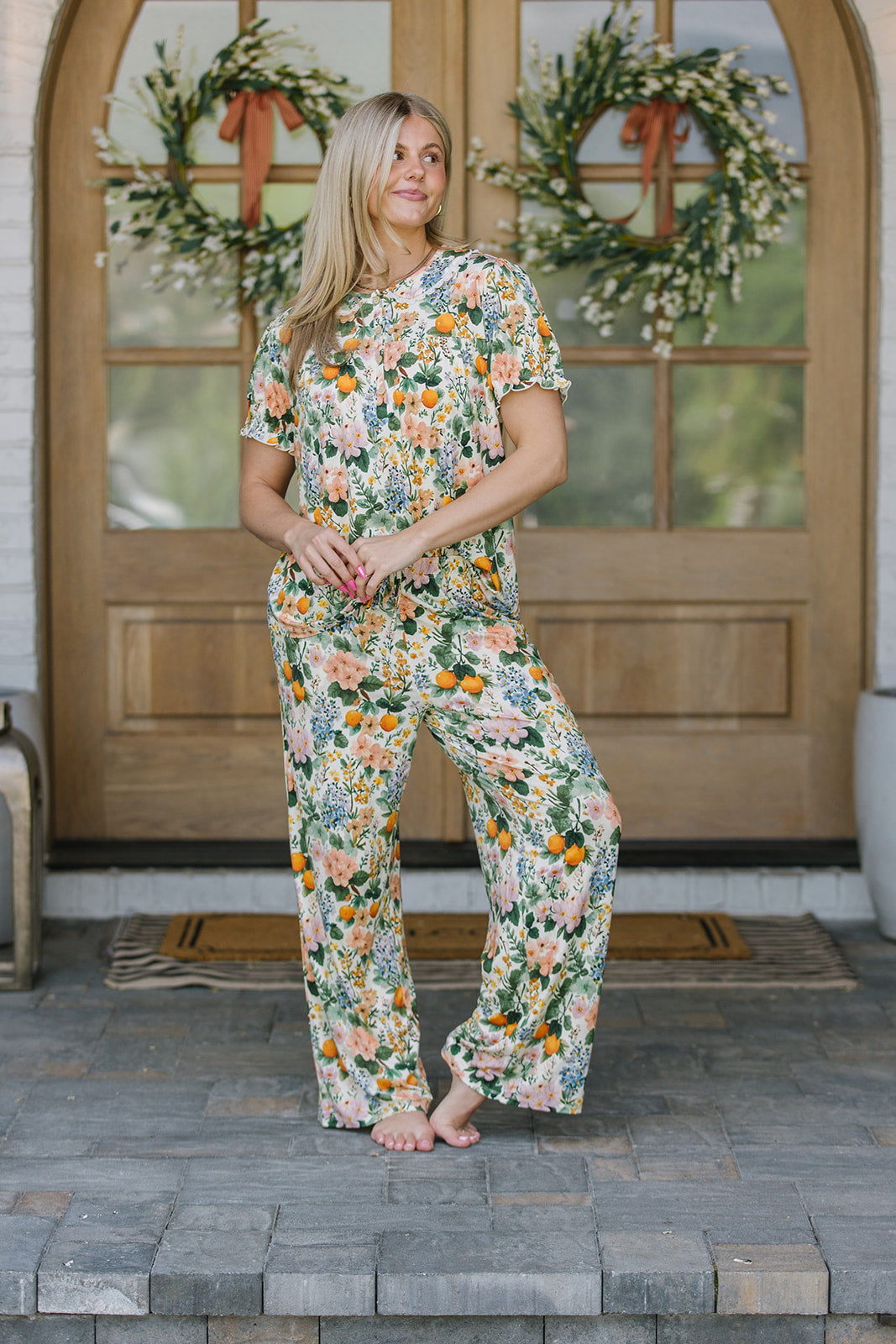 ROUNDED LACE COLLAR SET MODAL | Citrus Blossoms