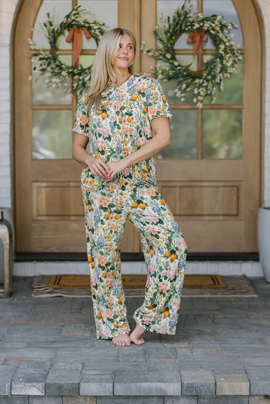 ROUNDED LACE COLLAR SET MODAL - Citrus Blossoms