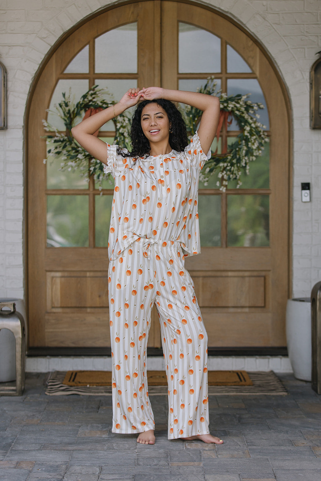 ROUNDED LACE COLLAR SET MODAL | Honey Grove Stripe