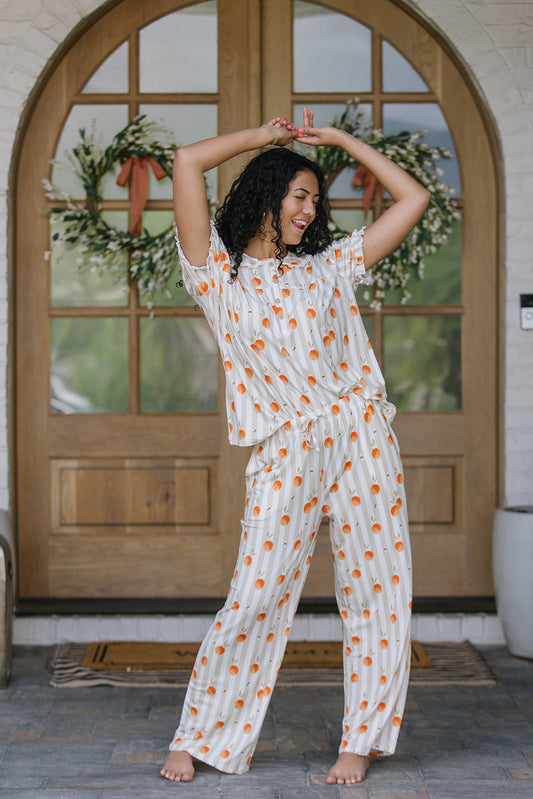 ROUNDED LACE COLLAR SET MODAL - Honey Grove Stripe